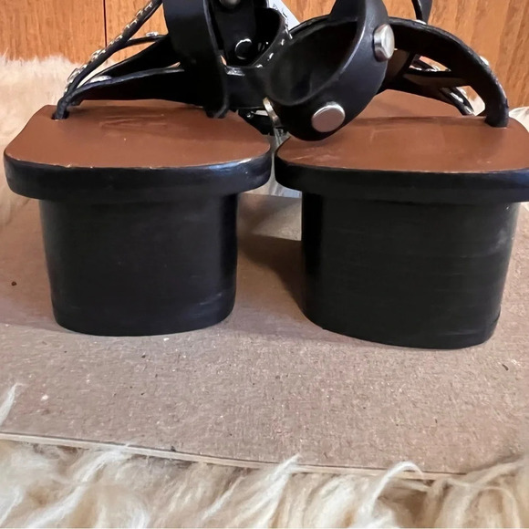NWT Zara Black Silver Studded Ankle Wrap Sandals Sz-39 - Picture 4 of 5